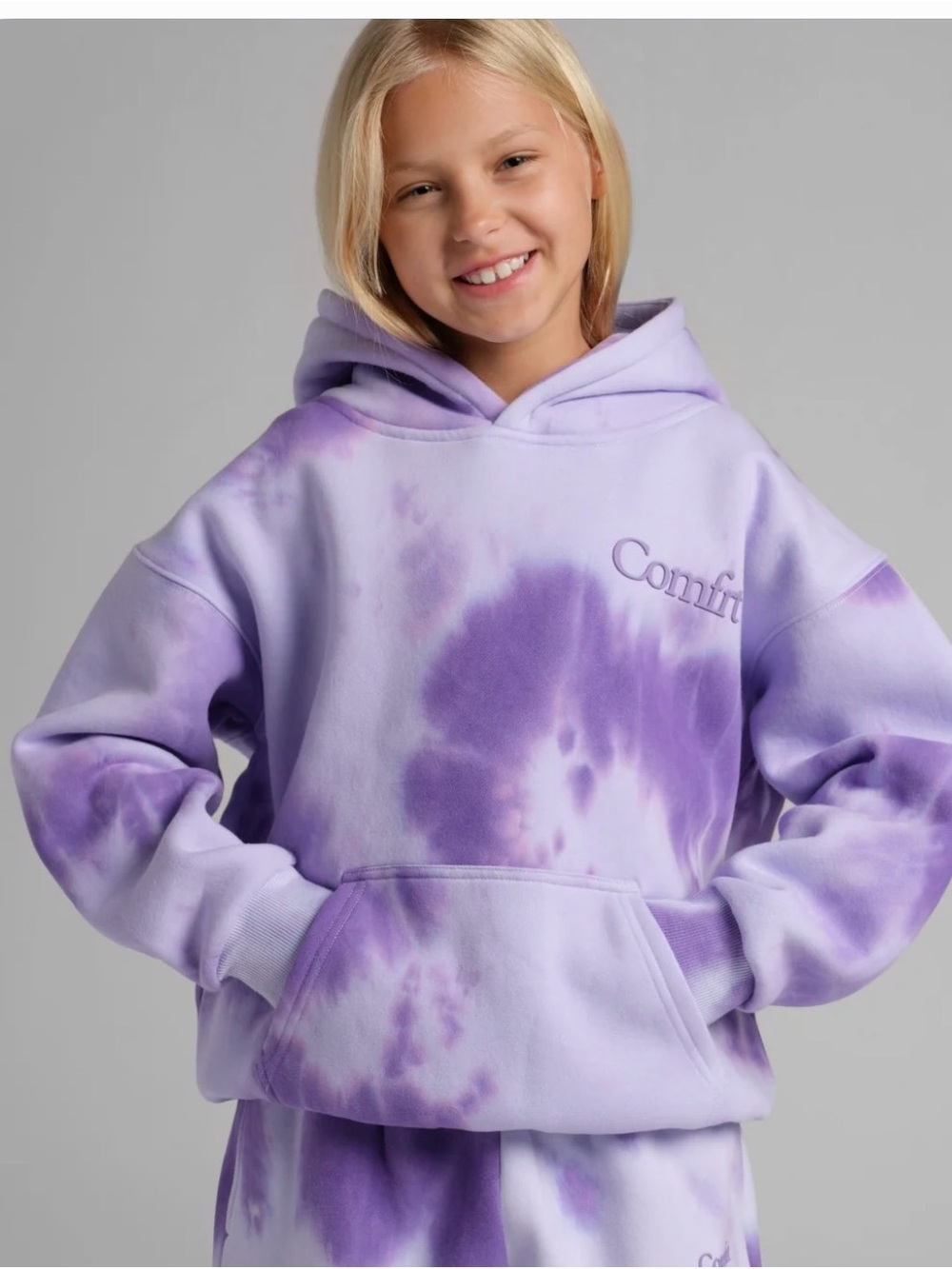 Comfort Colors Girls' Lavender Purple Tie-Dye Hoodie